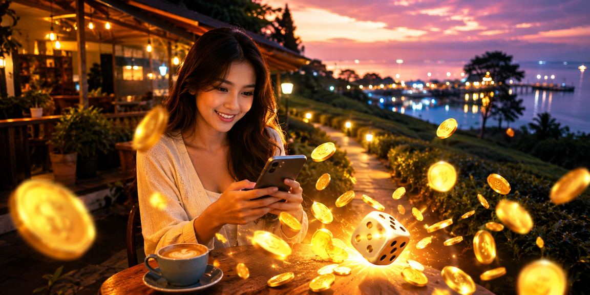 Pemain mengakses permainan dadu dan tawaran promosi melalui telefon di Malaysia